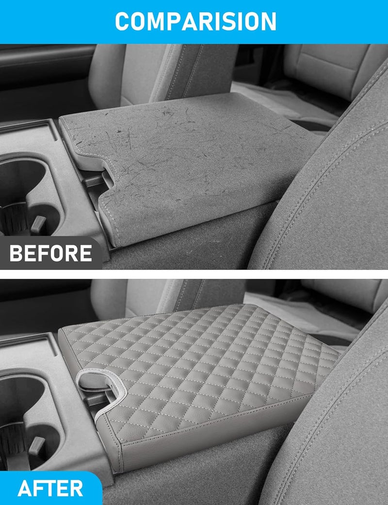 Sinvanho Store Center Console Armrest Cover for 2015-2025 Ford F150 F250 F350 F450 F550 with 40/20/40 Jump Seat, PU Leather Middle Console Cover Seat Box Lid Protective Cover Cushion Pad, Truck Accessories - Image 3